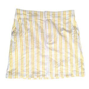 LOFT Yellow Striped Mini Skirt Size 8 Pockets Stretch Cotton Y2K Summer Coastal